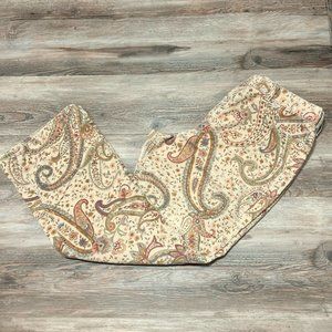 Vintage LANDS' END CORDUROY Paisley Tan Trousers Baggy Wide Leg Preppy Ivy Pants